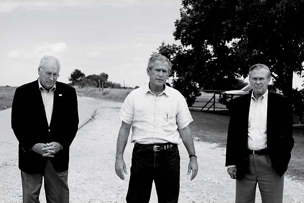Photo of Dick Cheney, George W. Bush, and Donald Rumsfeld